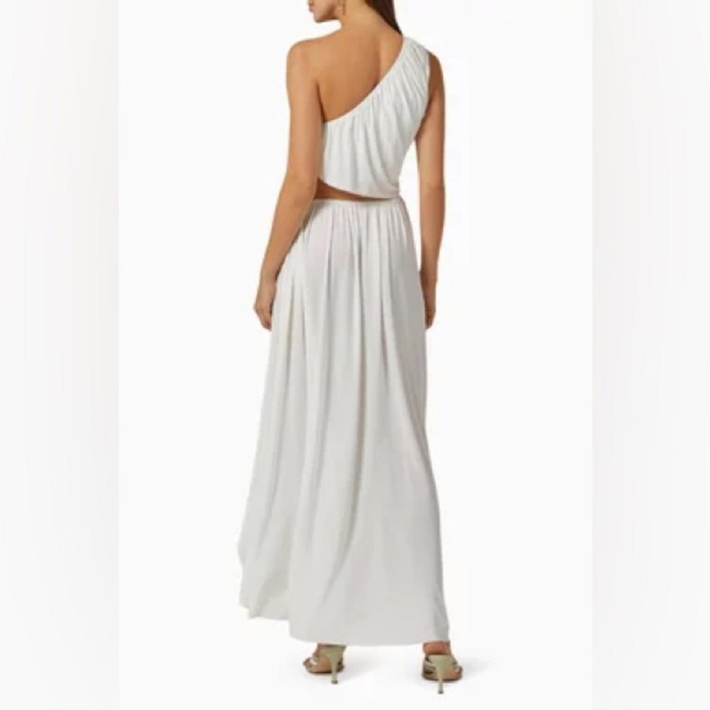 MISA Neutral Calliope One-Shoulder Maxi Dress in White, NWT, Size XS