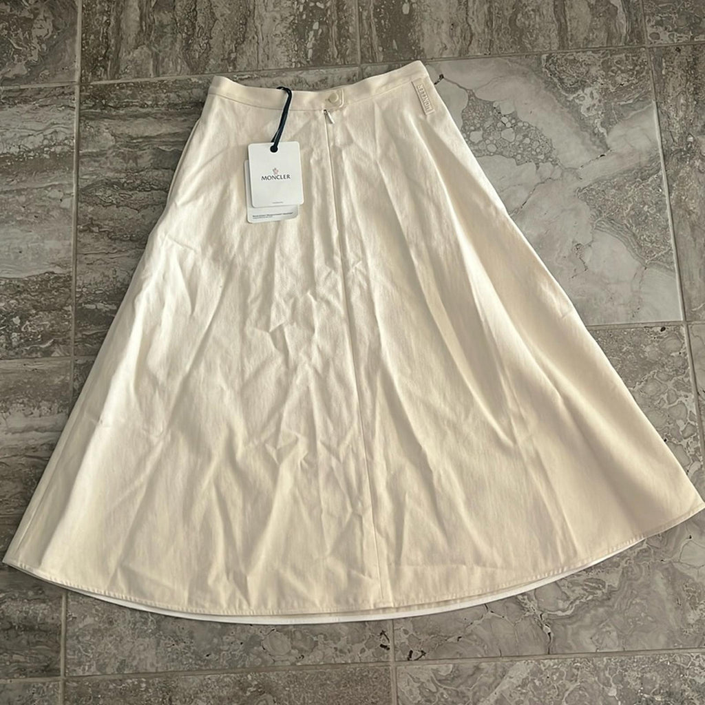 Moncler Cotton A-Line Midi Skirt with Pockets, Size 42 New w/Tag Retail $505