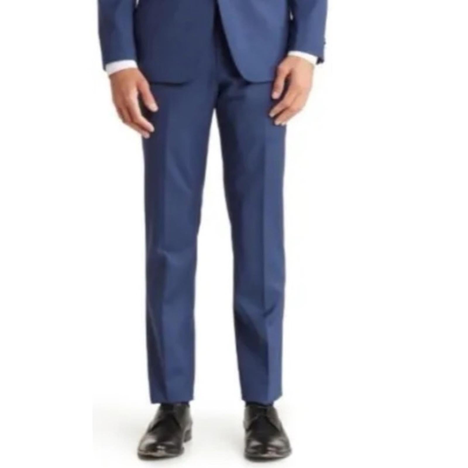 NEW Penguin Blue Birdseye Wool-Blend Dress Pants, Size 36S/30W 30L New w/Tag