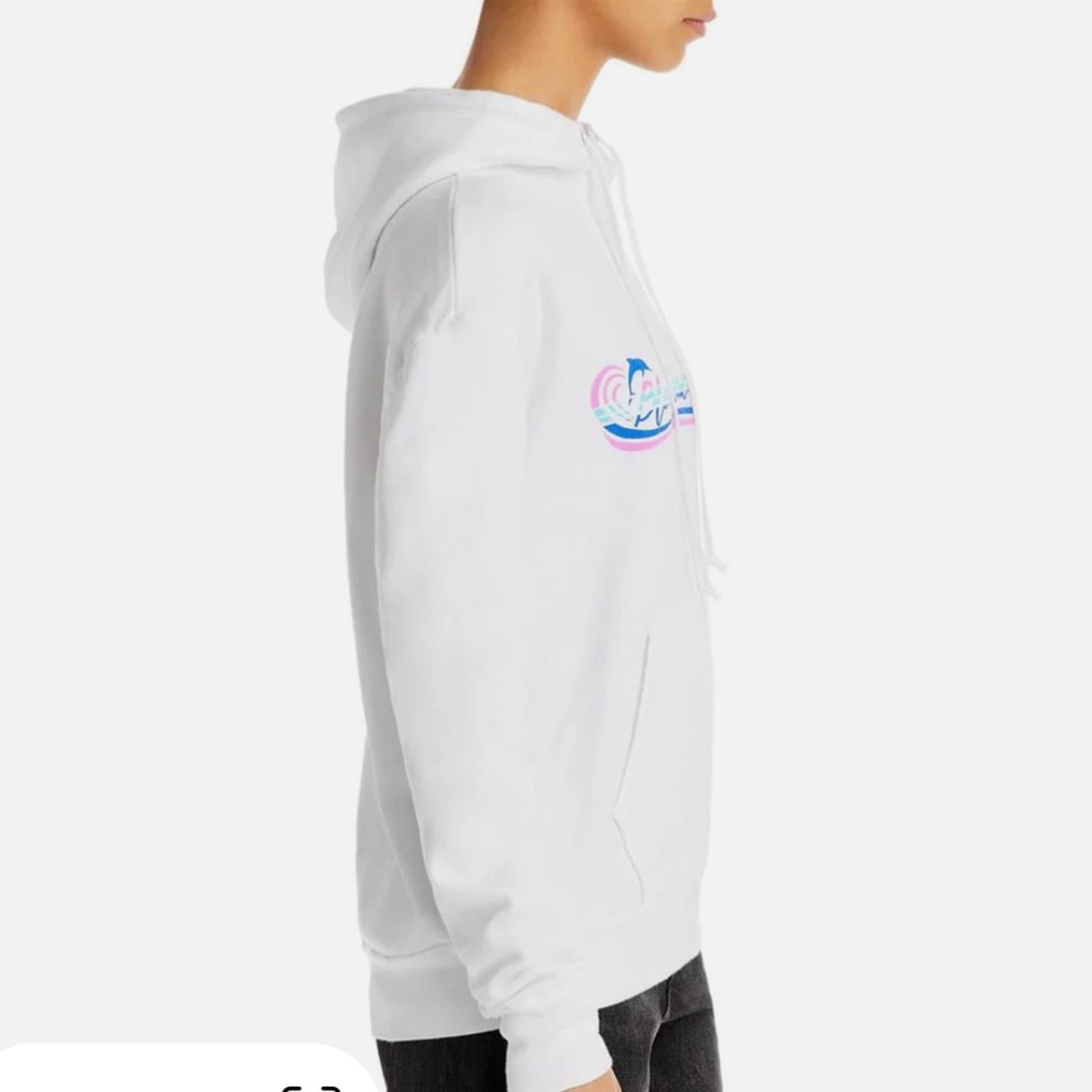 Bloomie's Unisex Beach Club Graphic Hoodie, White Supima Cotton Size L New w/Tag