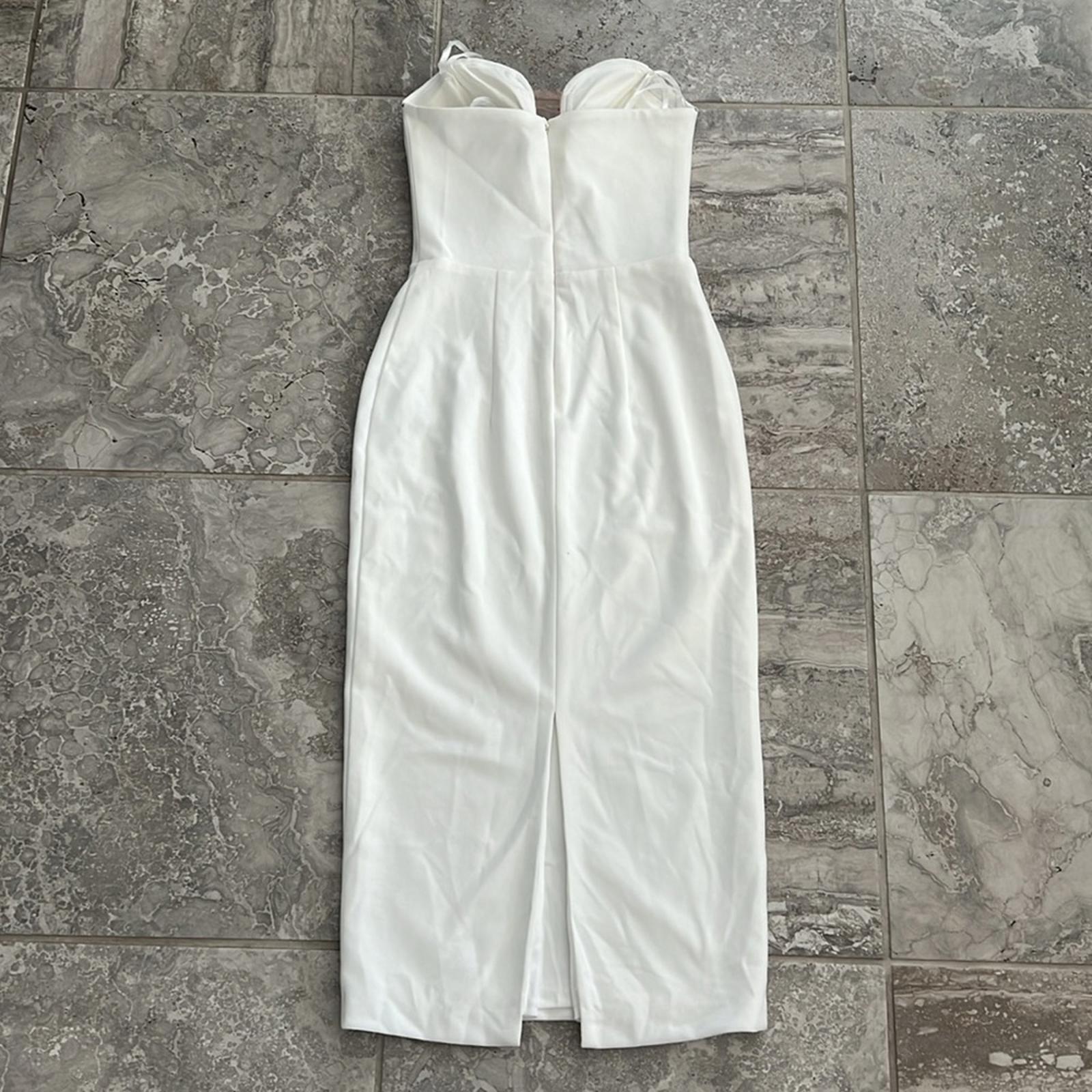 Aqua Rhinestone Embellished Strapless Crepe Midi Dress, Size 0 New w/Tag $258