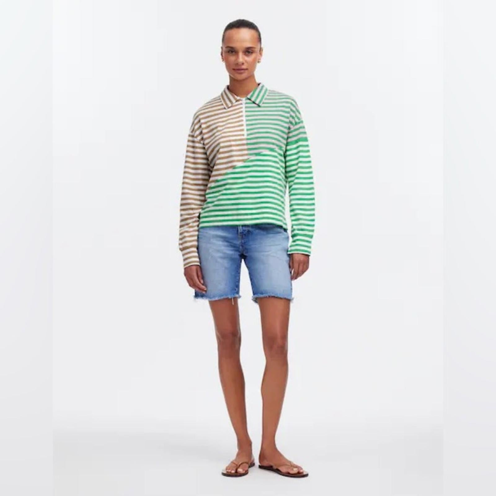 Kule The Beck Zip Neck Top Sweatshirt in Green Multi, Size S New w/Tag $168