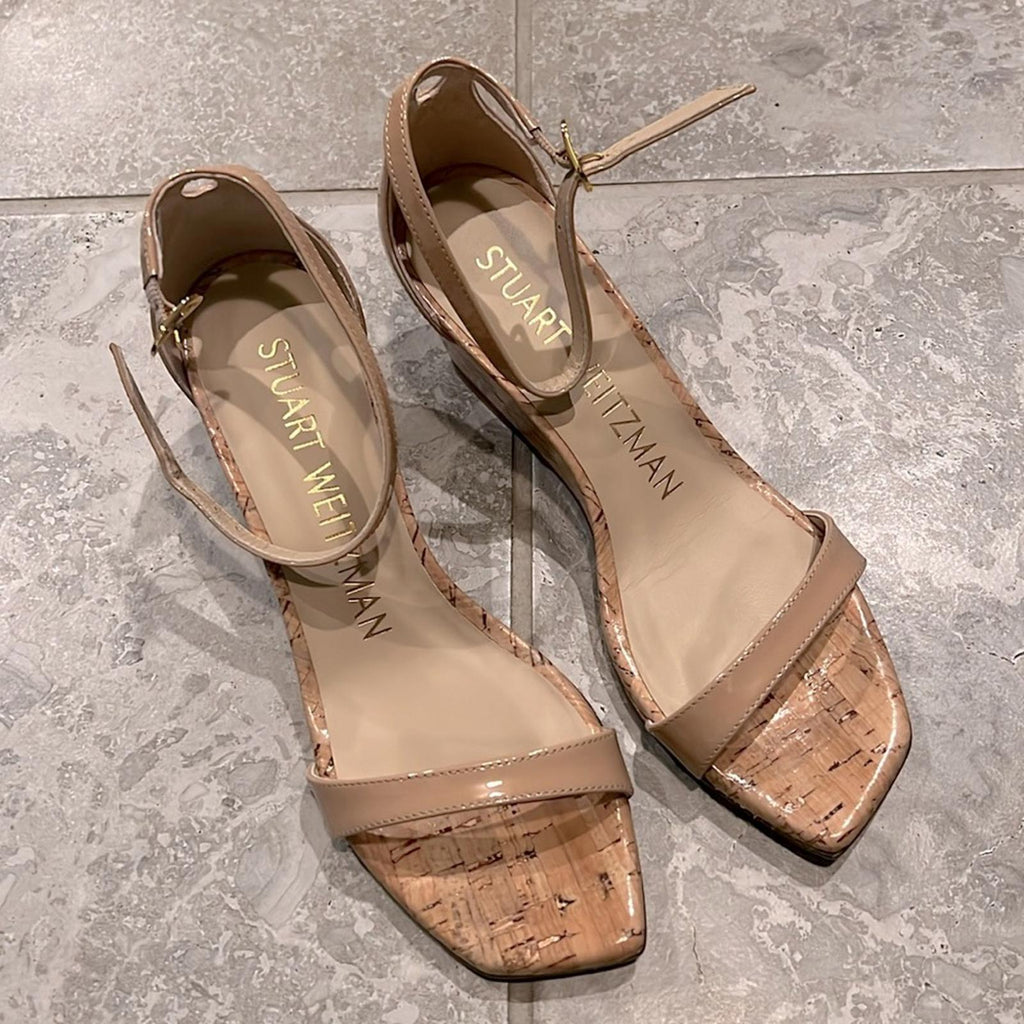 Stuart Weitzman Nudistcurve 50 Ankle Strap Wedge Sandals, Size 36/5.5 NEW in Box