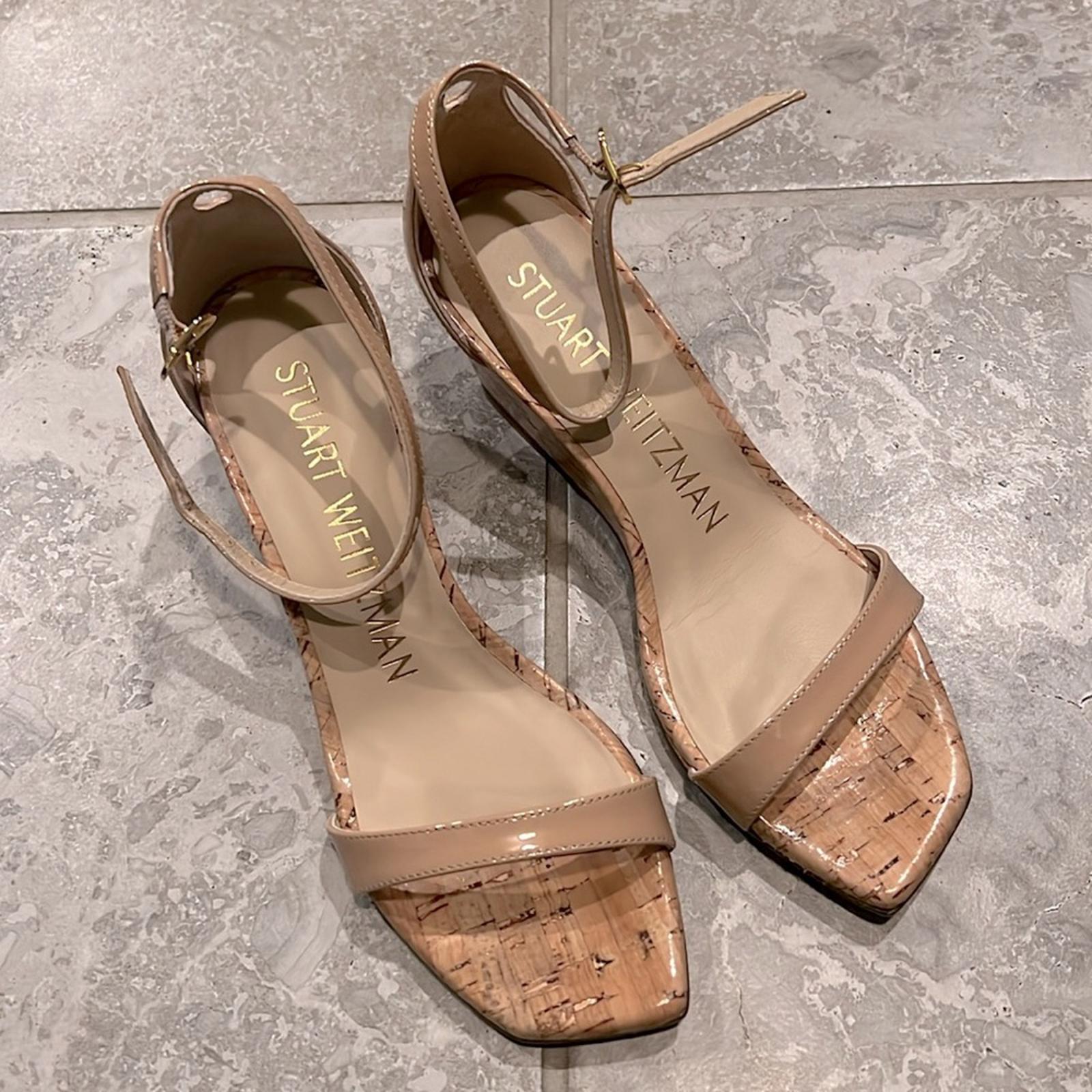 Stuart Weitzman Nudistcurve 50 Ankle Strap Wedge Sandals, Size 36/5.5 NEW in Box