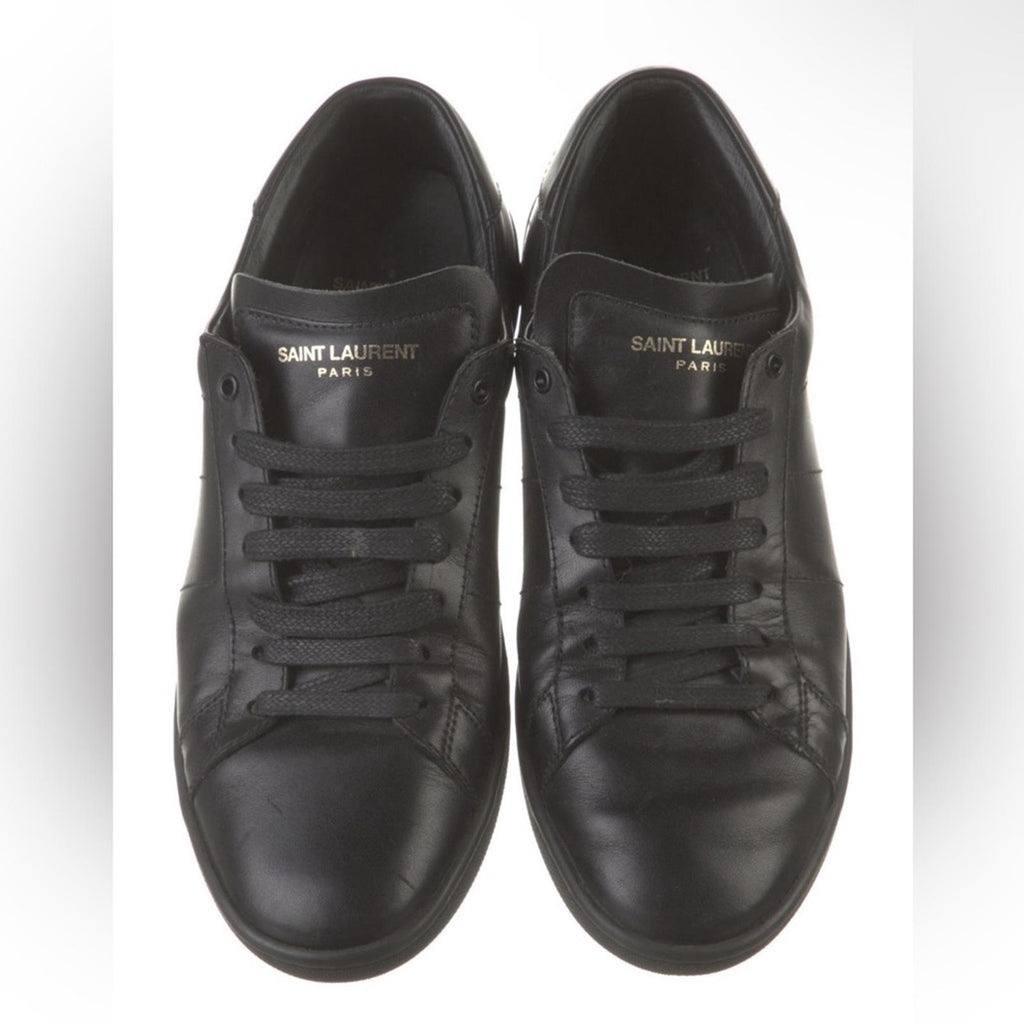 YSL Saint Laurent Black Lace-Up Sneakers, Size 40 ~ Retail $685