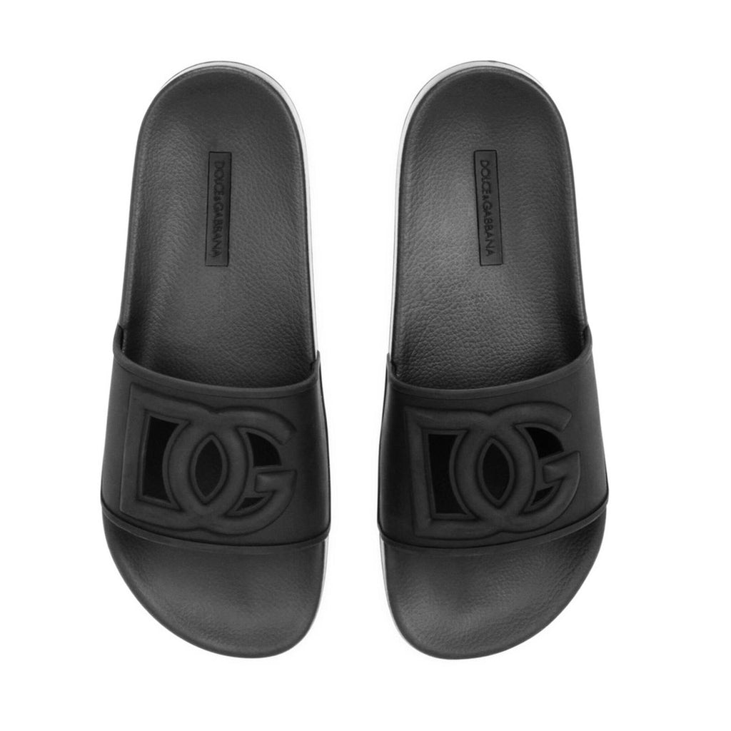 Dolce & Gabbana Rubber beachwear sliders with DG logo Size 35, New in Box