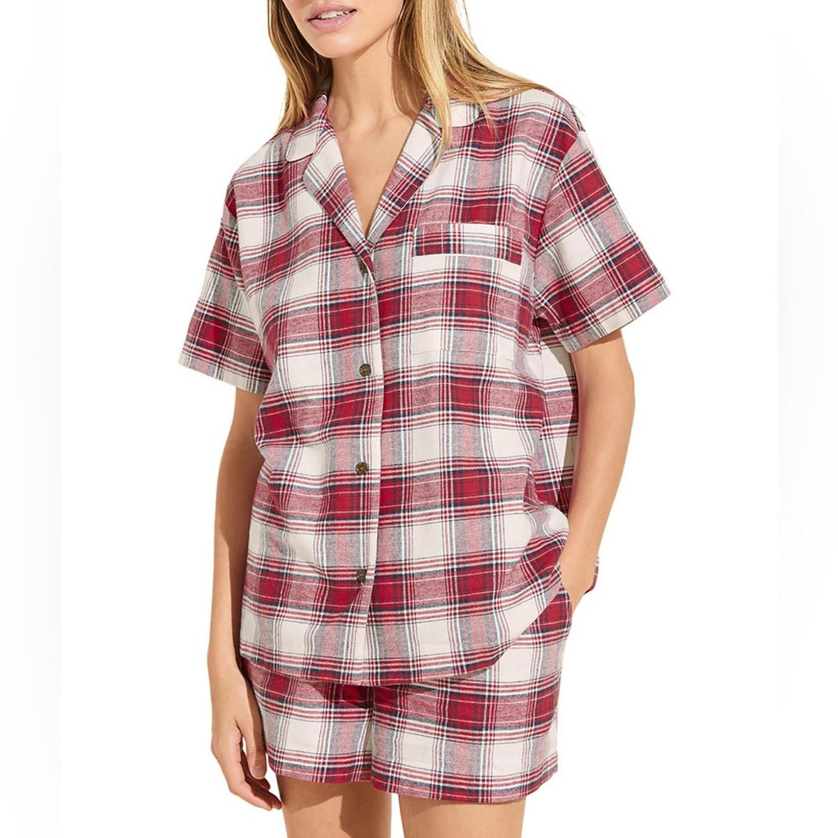 Eberjey Flannel Short Holiday Pajama Set, Size S New w/Tag $168