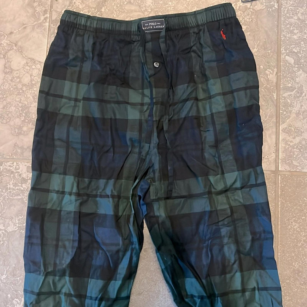 Polo Ralph Lauren Lounge Pants Flannel Sleepwear in Blue Green, Size S New w/Tag