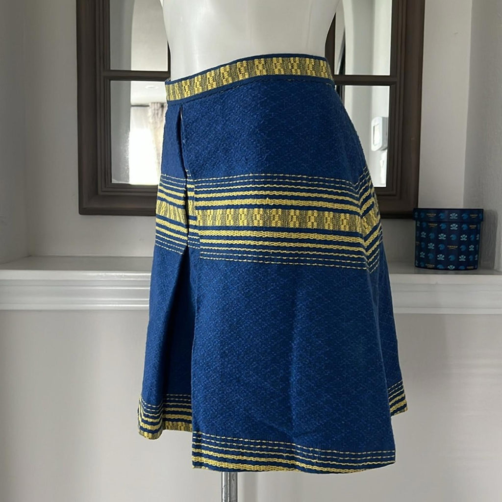Alice + Olivia Russo Skirt, Blue/ Yellow Size 12 Retail $275