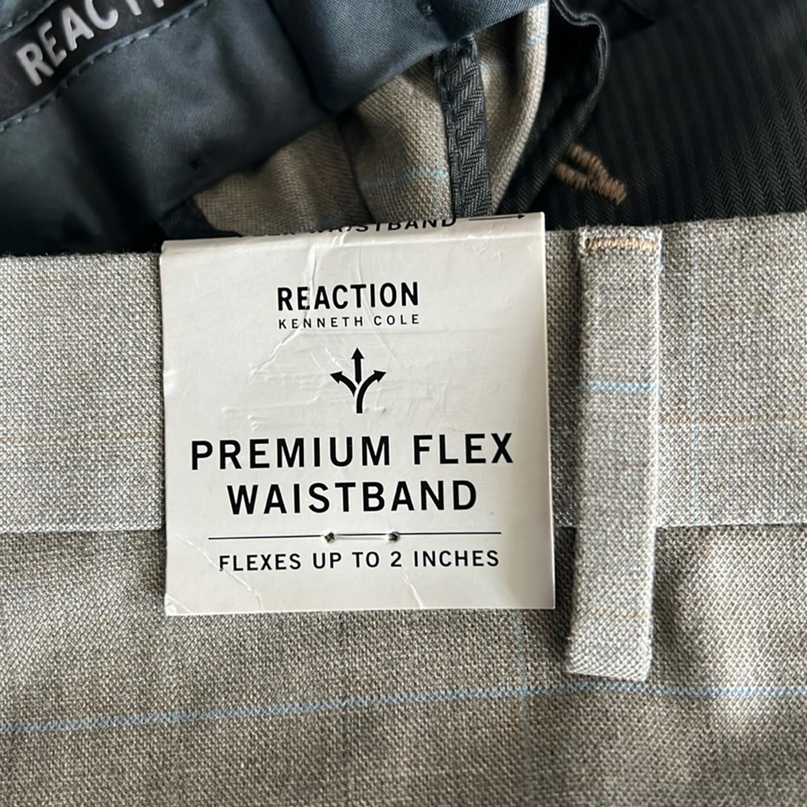 Kenneth Cole REACTION Premium Flex Slim Fit Dress Pants Oatmeal, 33W x 32L NWT