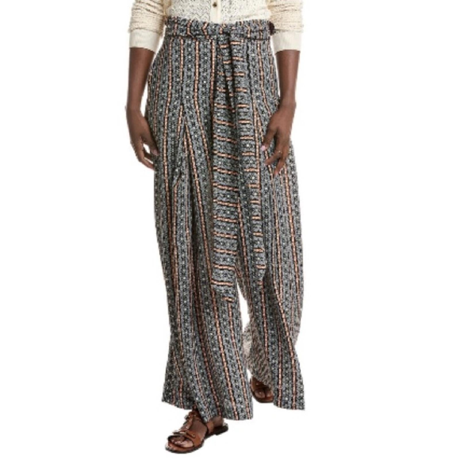 Gracia Black Palazzo Pants in Black/White/Orange, NWT, Size S