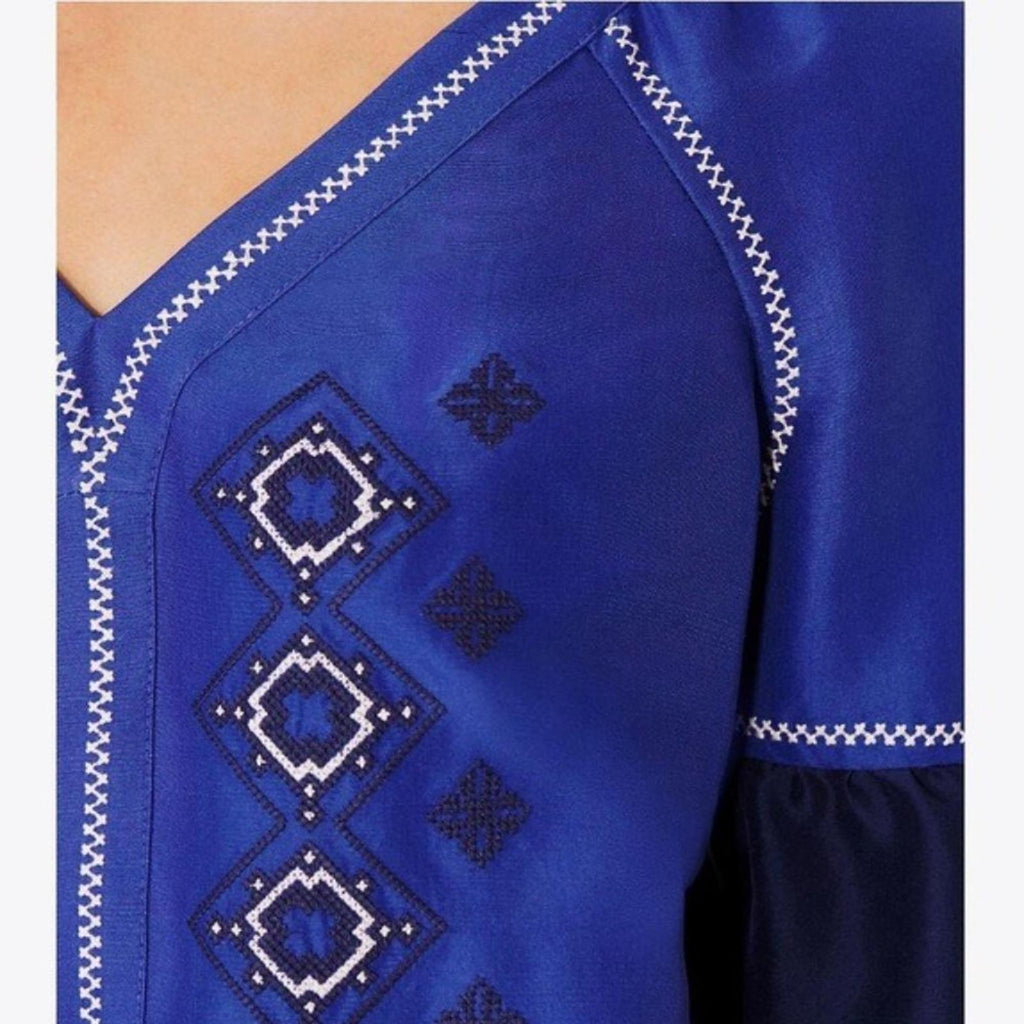 NWT Tory Burch Katya Tunic 100% Silk, in Jewel Blue Size 4 / Small Retail $350