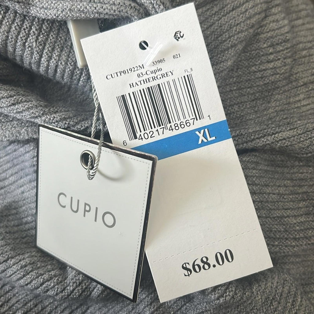 Cupio Mock Neck Knit Pullover Sweater in Heather Grey, Size XL New w/Tag