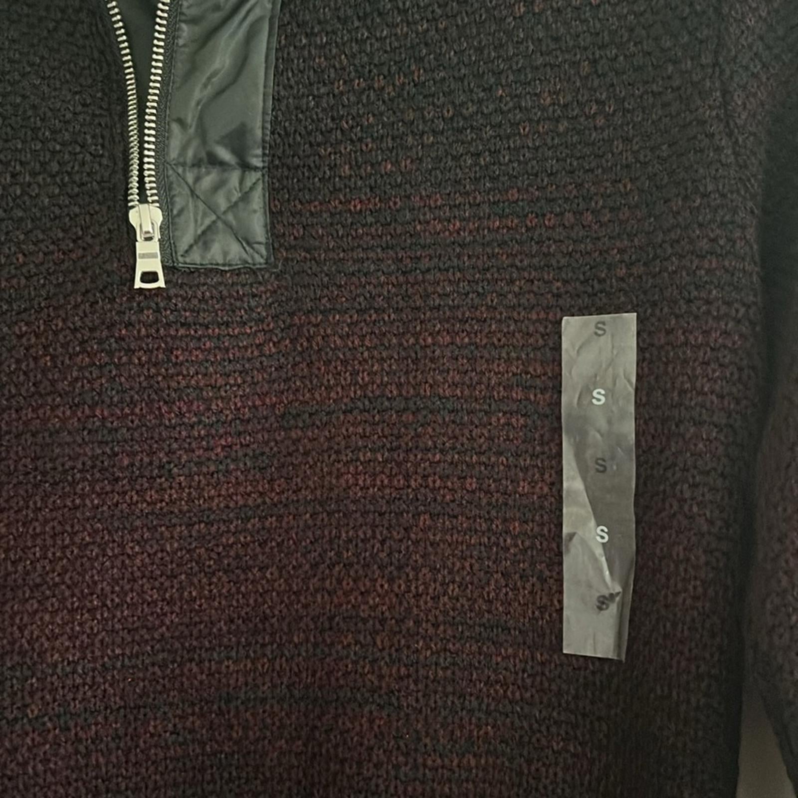 INC Regular-Fit Space-Dyed 1/4-Zip Mock Neck Sweater, Wine Men Size S New w/Tag