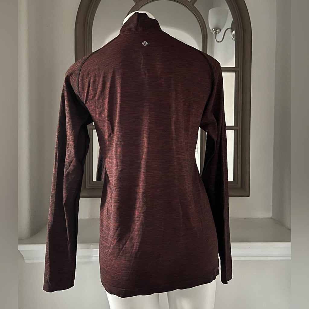 Lululemon Quarter-Zip Mock Neck Top, Heather Burgundy Size S, EXCELLENT!