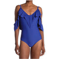 Nicole Miller Ruffled Cold Shoulder One-Piece Swimsuit, Size S New w/Tag $108