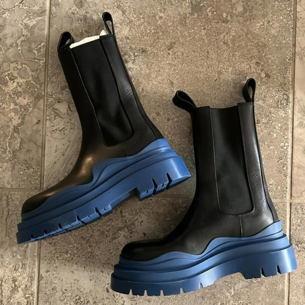 Bottega Veneta Black ‘Tire’ platform Chelsea Boots, Size 40 New in Box +DustBag