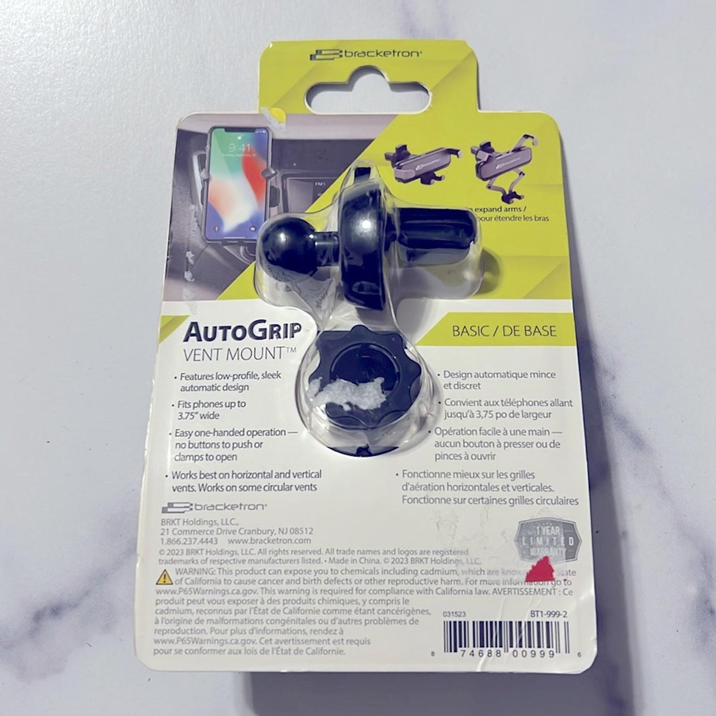 Bracketron AutoGrip Gravity Universal Car Air Vent Phone Mount, New