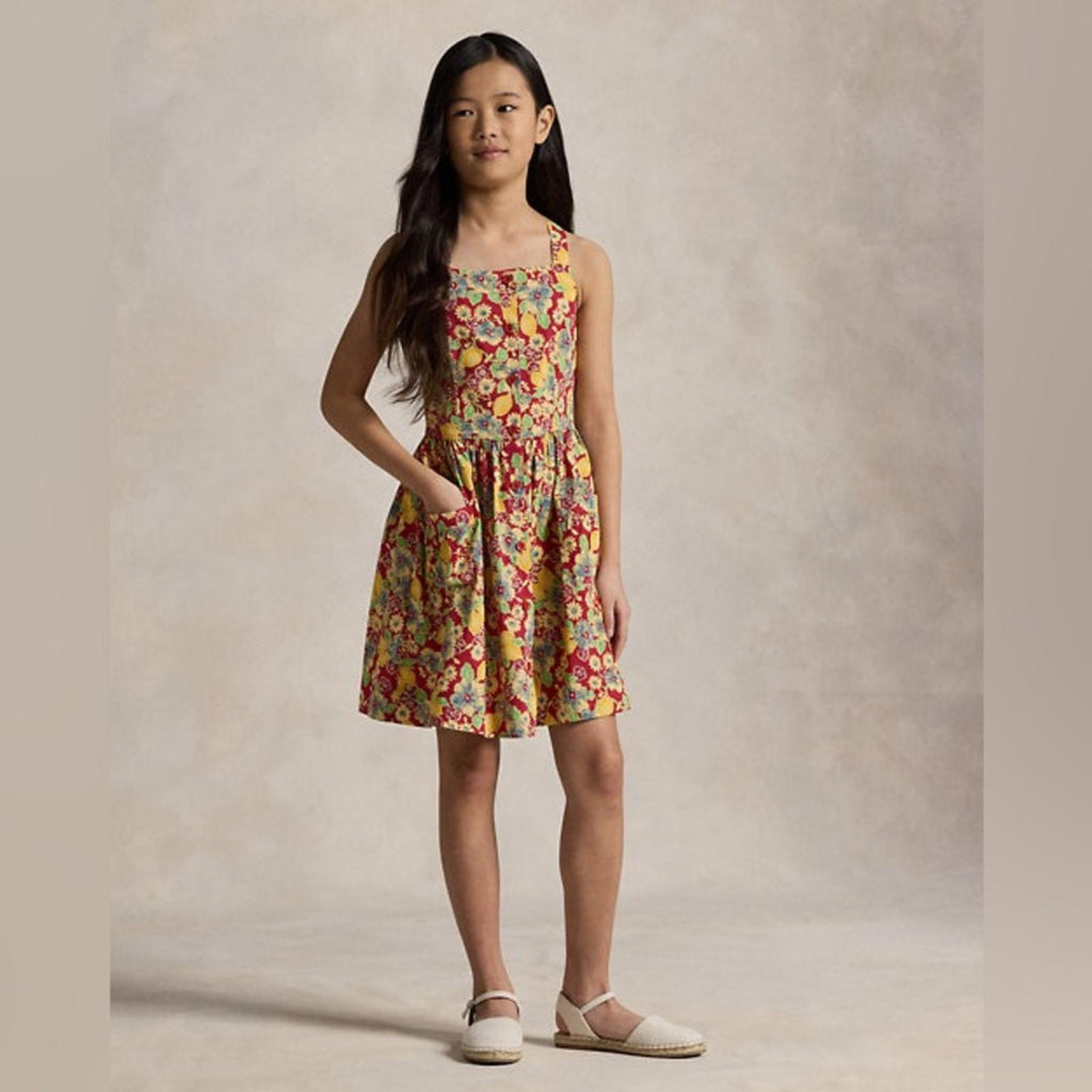 Polo by Ralph Lauren Lemon Floral Slub Cotton Dress, Size 14, NWT