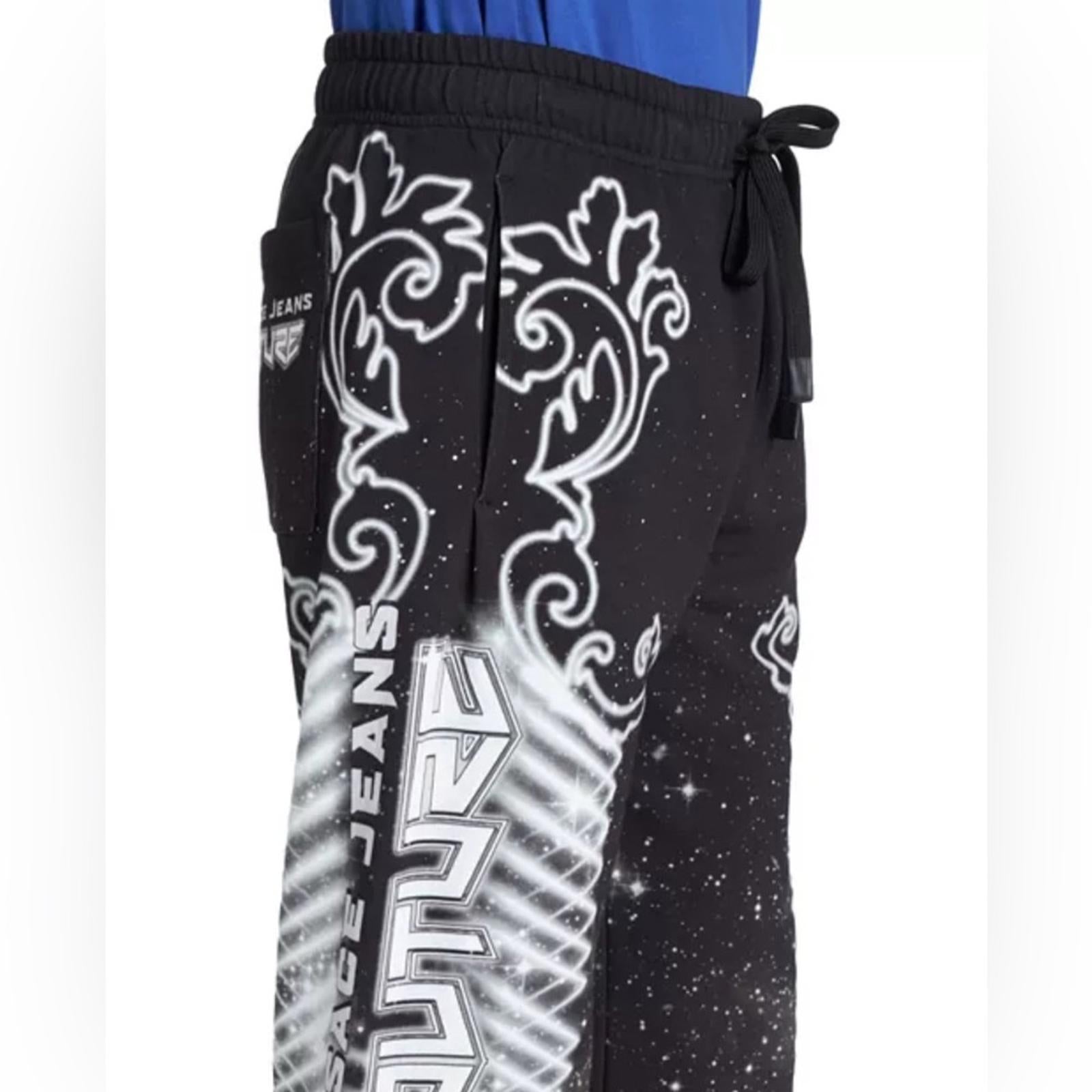 Versace Jeans Couture Felpa Panel Galaxy Sweatpants in Black/White, NWT, Size L