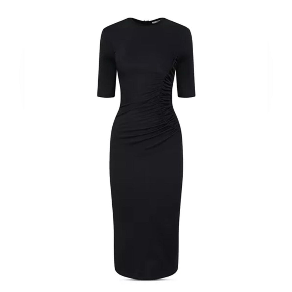 Et Ochs Isabelle Ruched Midi Dress in Black, Size 0 NEW w/Tag $1,195
