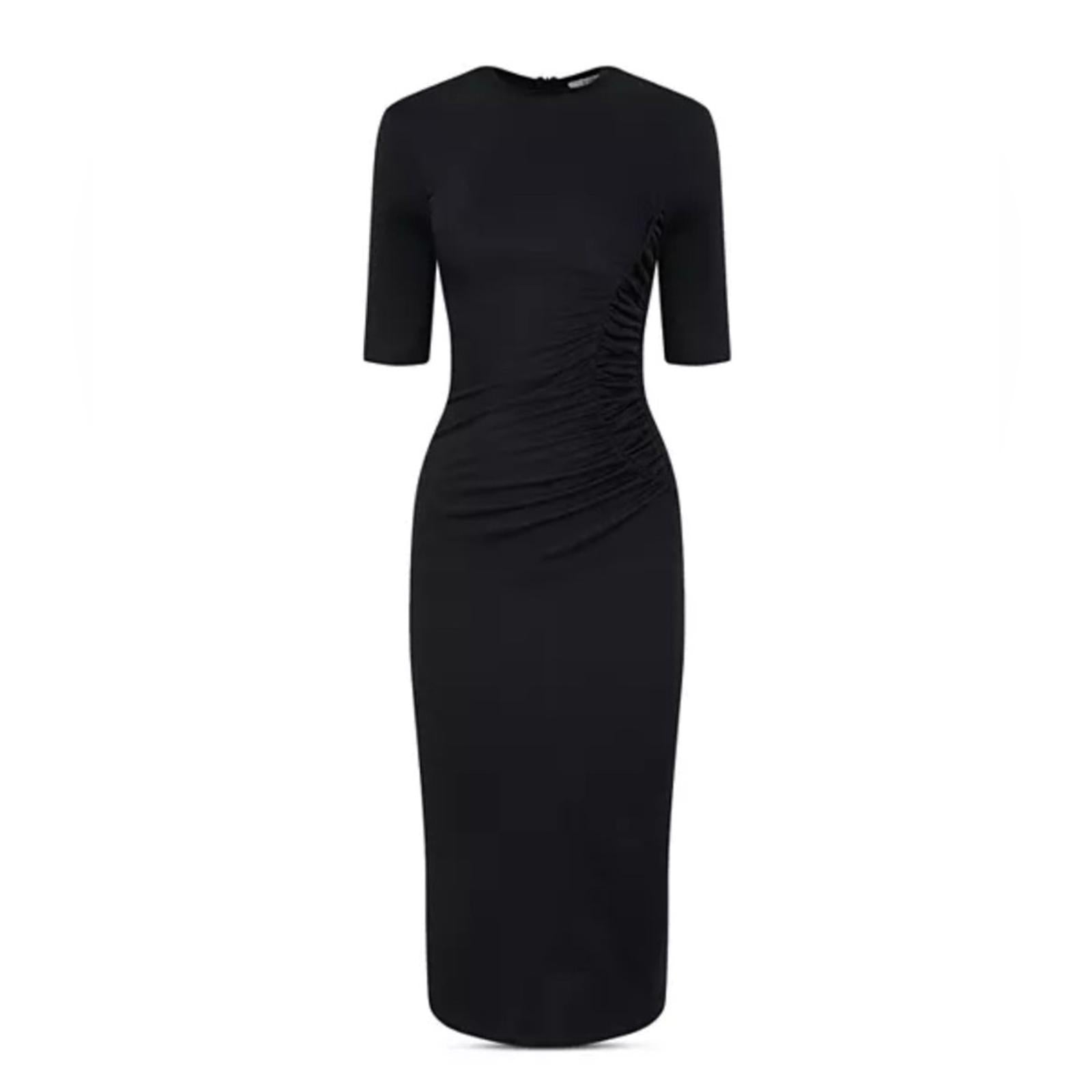 Et Ochs Isabelle Ruched Midi Dress in Black, Size 0 NEW w/Tag $1,195