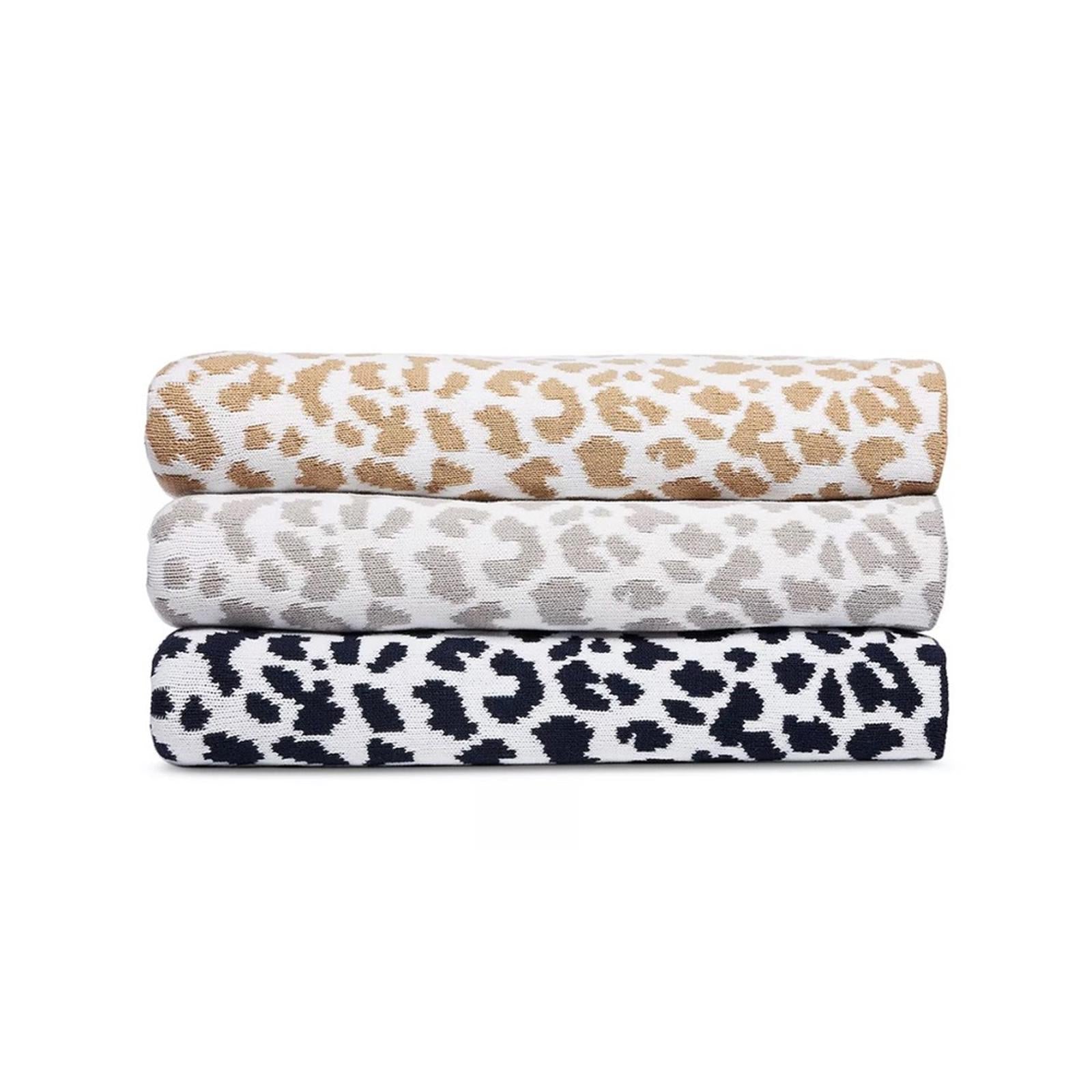 Hudson Park Leo Print Knit Throw, Size 50”x70” New w/Tag Retail $140