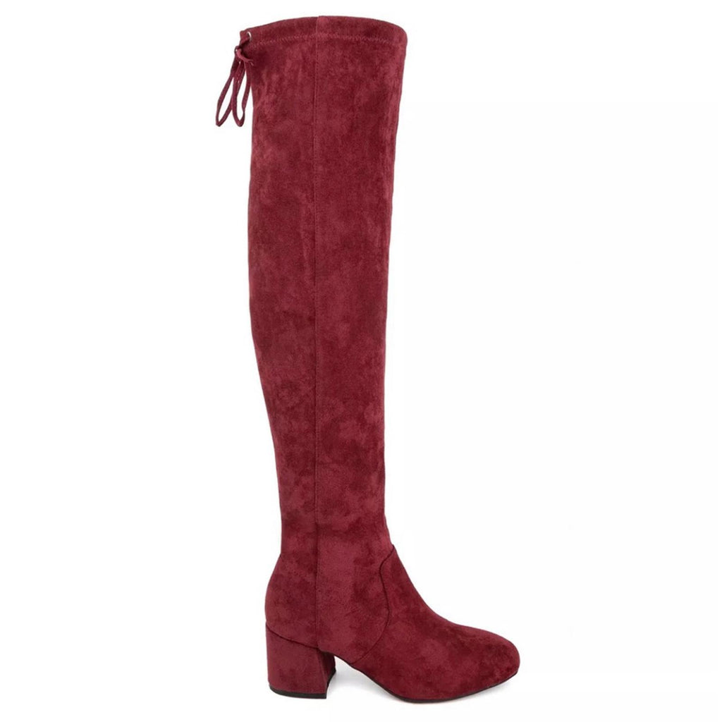 Sugar Ollie Over The Knee High Calf Boots in Burgundy, Size 7.5 New in Box