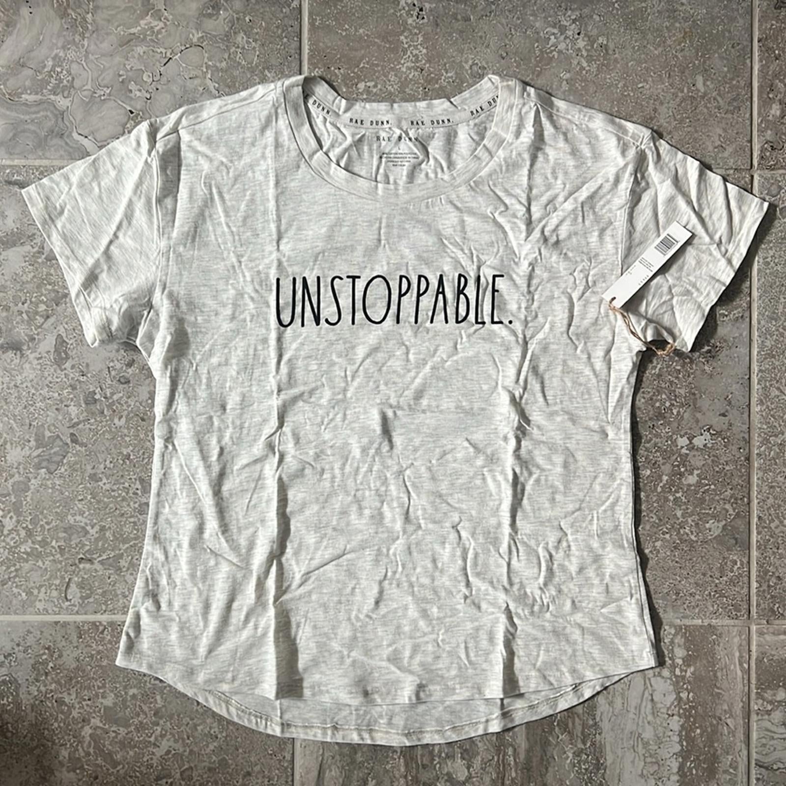 Rae Dunn Unstoppable Short Sleeve Tee in Oatmeal, NWT, Size L