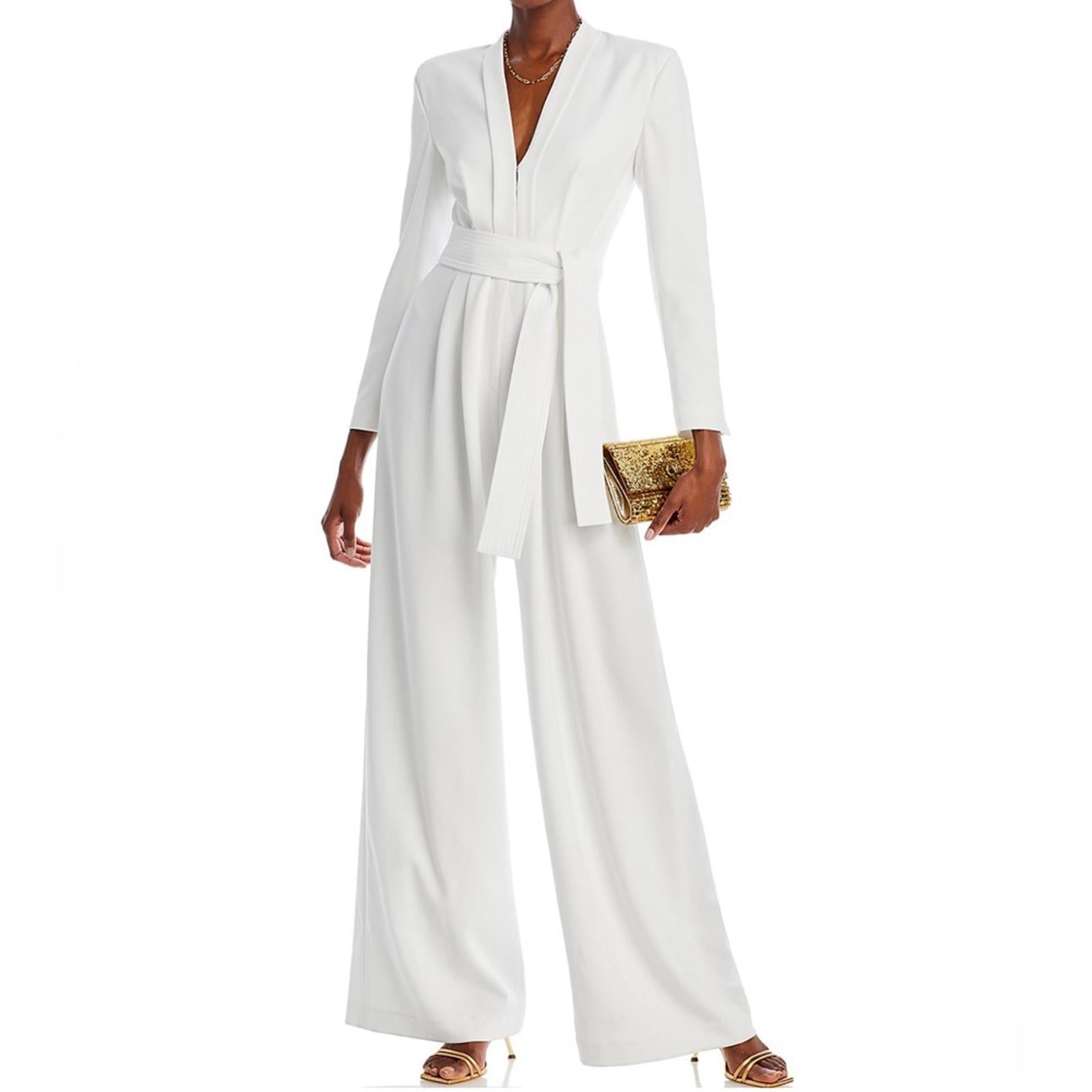 A.L.C. Kieran II Tailored Belted Wide Leg Jumpsuit in White, Size 0 New with Tag