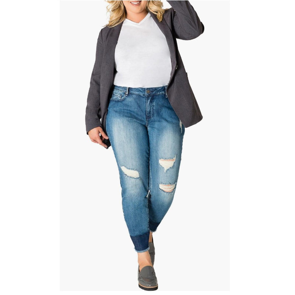 Standards & Practice One-Button Boyfriend Blazer in Charcoal, Size 1X New w/Tag