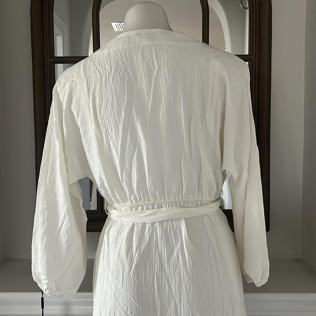 NEW Calvin Klein Button-Down Belted Shirtdress w/Pockets, White Size 2 NWT $134