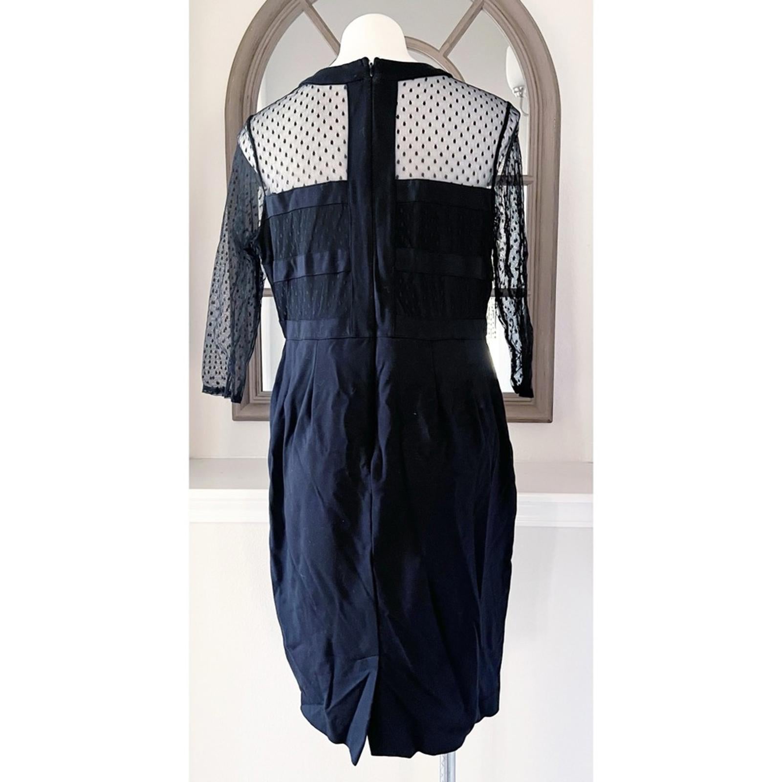 Lane Bryant Women’s Black Mesh Detail 3/4 Sleeve Sheath Dress Size 14 EXCELLENT