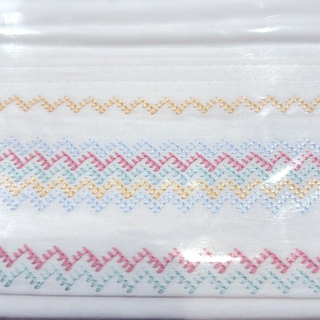 NWT Sky Chevron Multi Embroidered Flat Sheet, Full/Queen New w/Tag