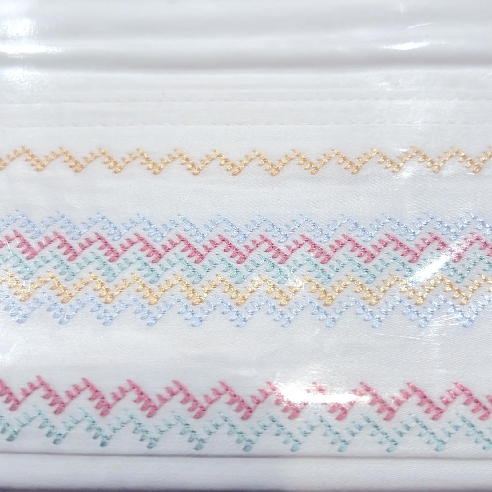 NWT Sky Chevron Multi Embroidered Flat Sheet, Full/Queen New w/Tag