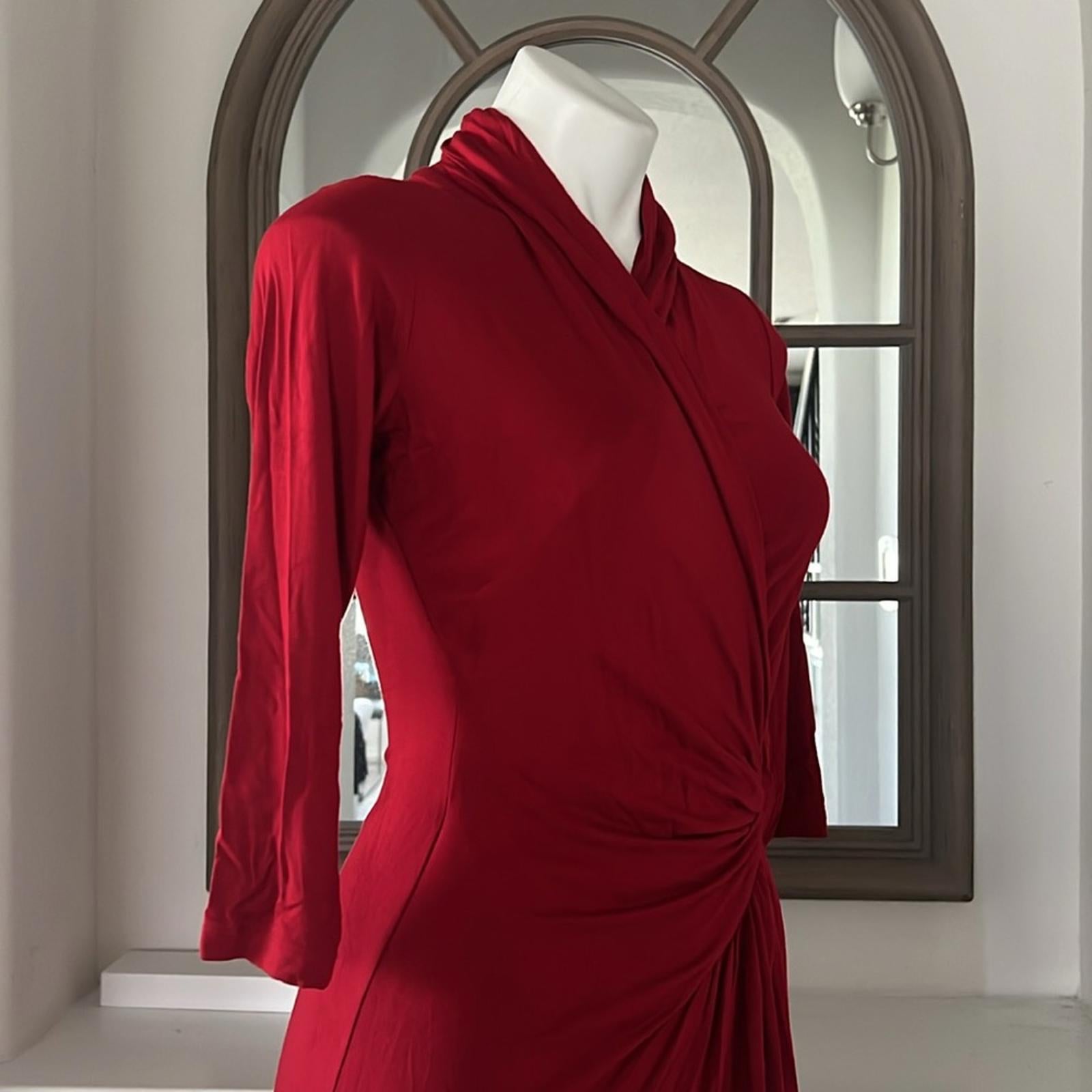 Karen Kane Cascade Faux Wrap Dress in Red, Size XS New w/Tag