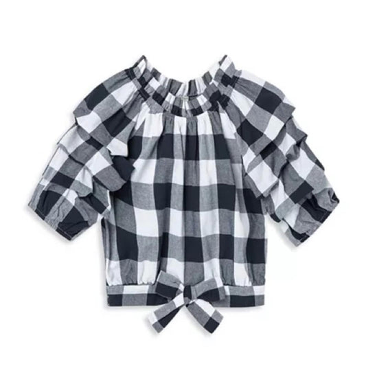 Habitual Kids Girls' Puff Sleeve Gingham Crop Top Big Kid Size 16, New w/Tag