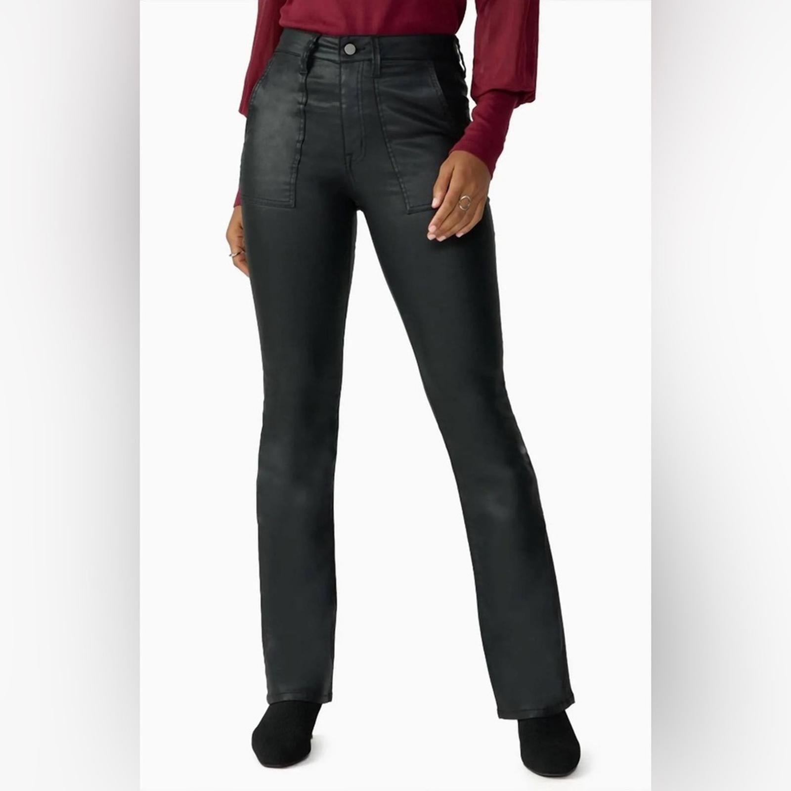 Anthropologie’s Sanctuary Birdy Twill Coated Flare Pants in Black, Size 32 NWT