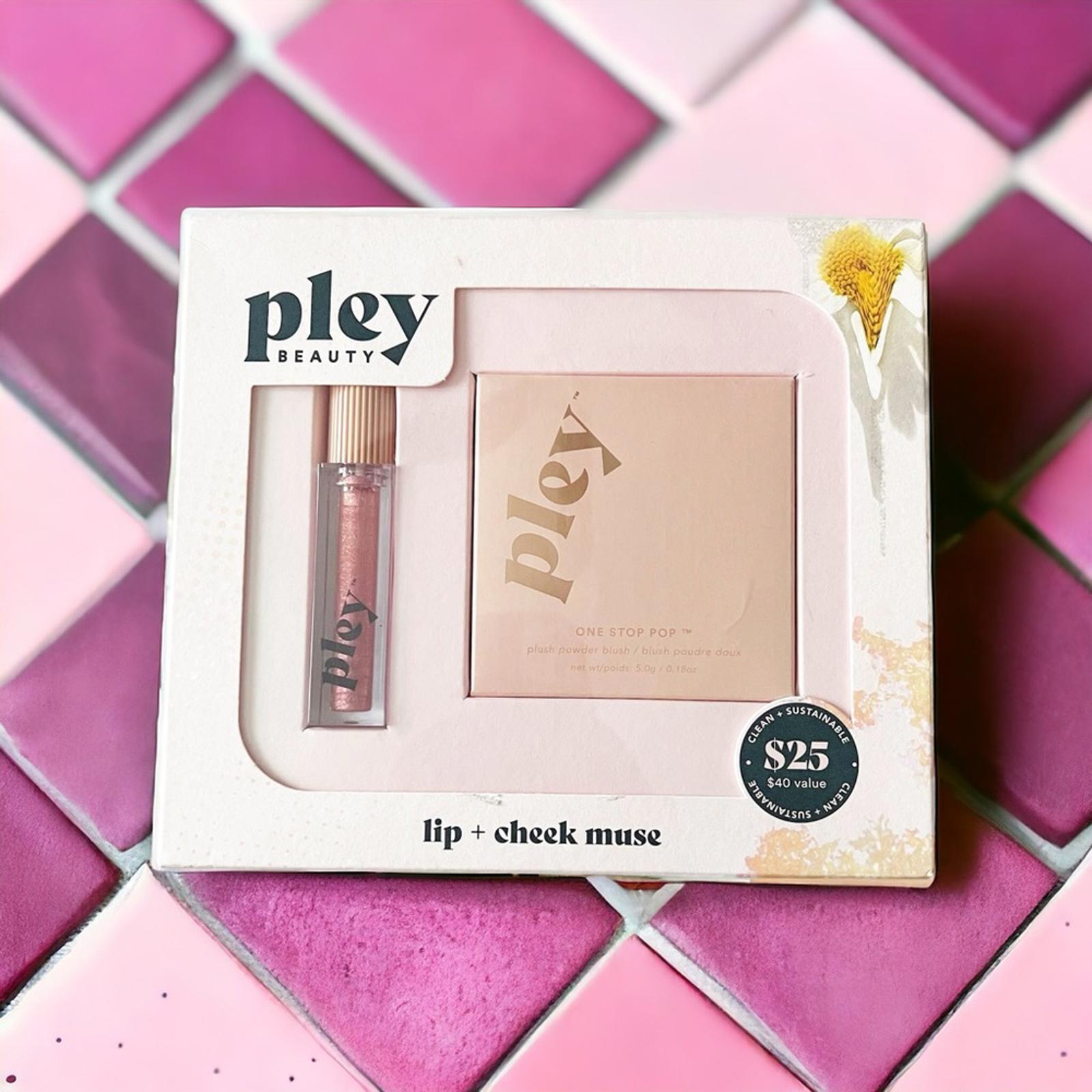 PLEY BEAUTY 2-Piece Glossy Lip Lacquer &Plush Powder Blush Set $40 Value Revolve