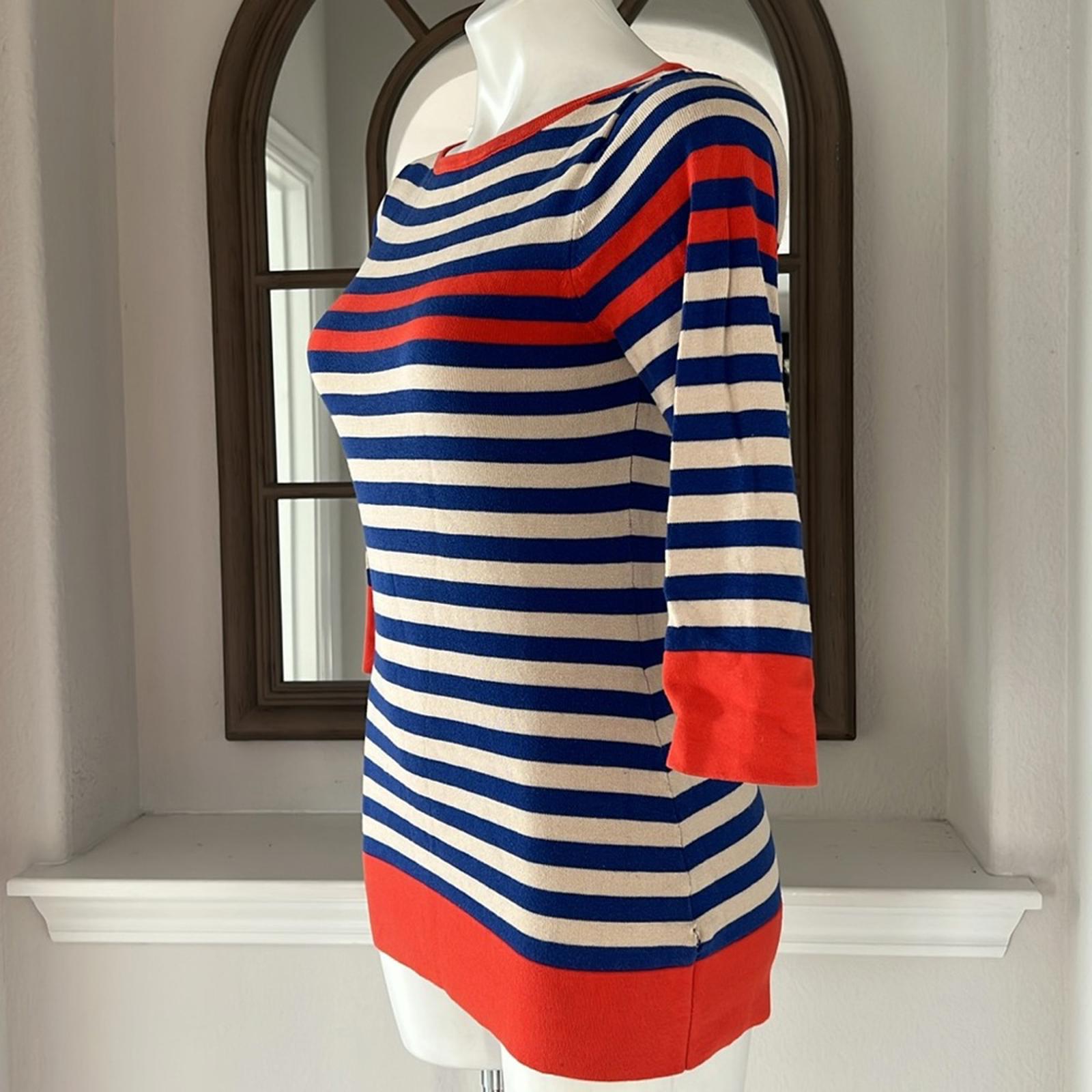 Trina Turk Striped Short Sleeve Knit Top Sweater, Size S EXCELLENT!