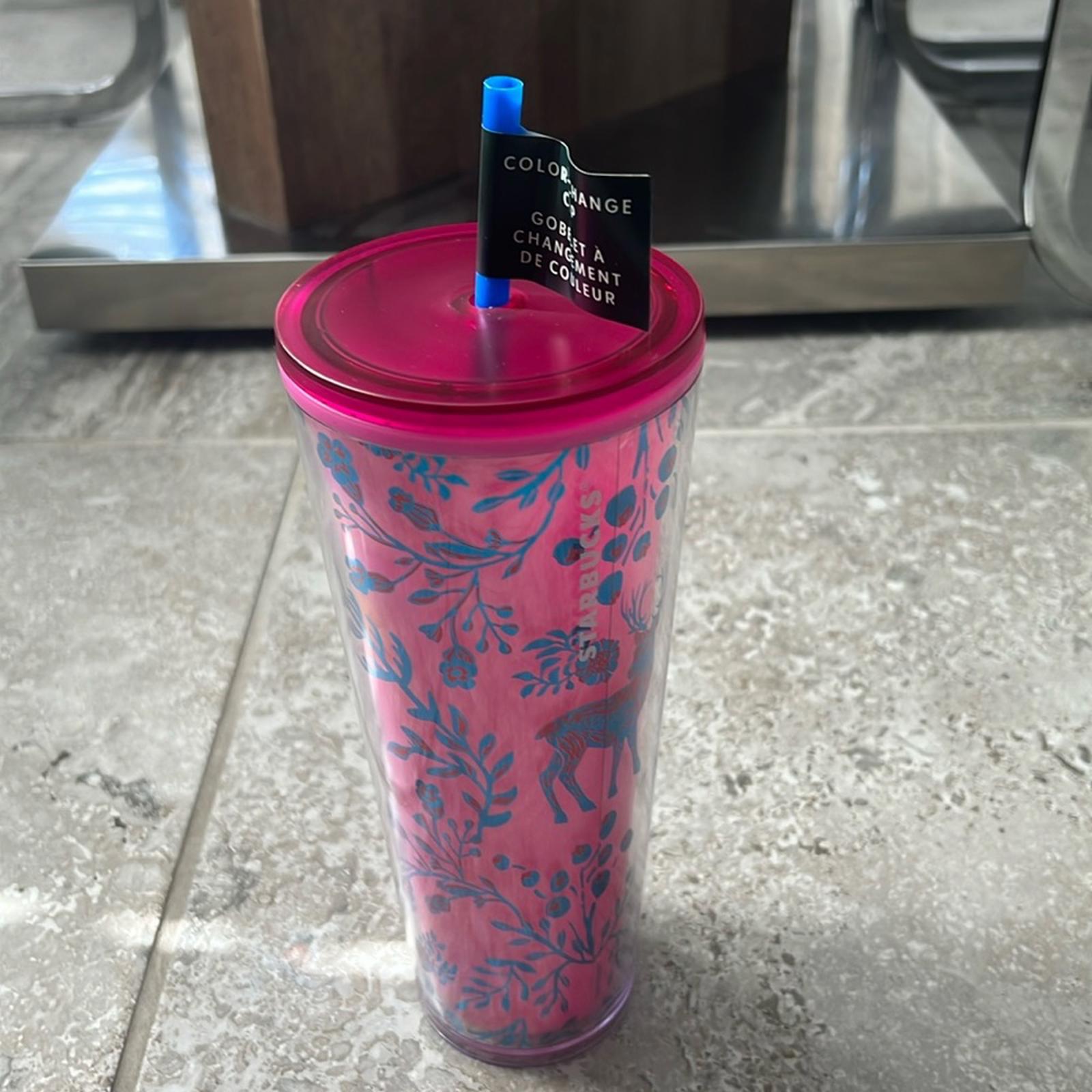NEW Starbucks ‘Woodland Lace Color Change’ Tumbler 24oz Venti, Pink Red