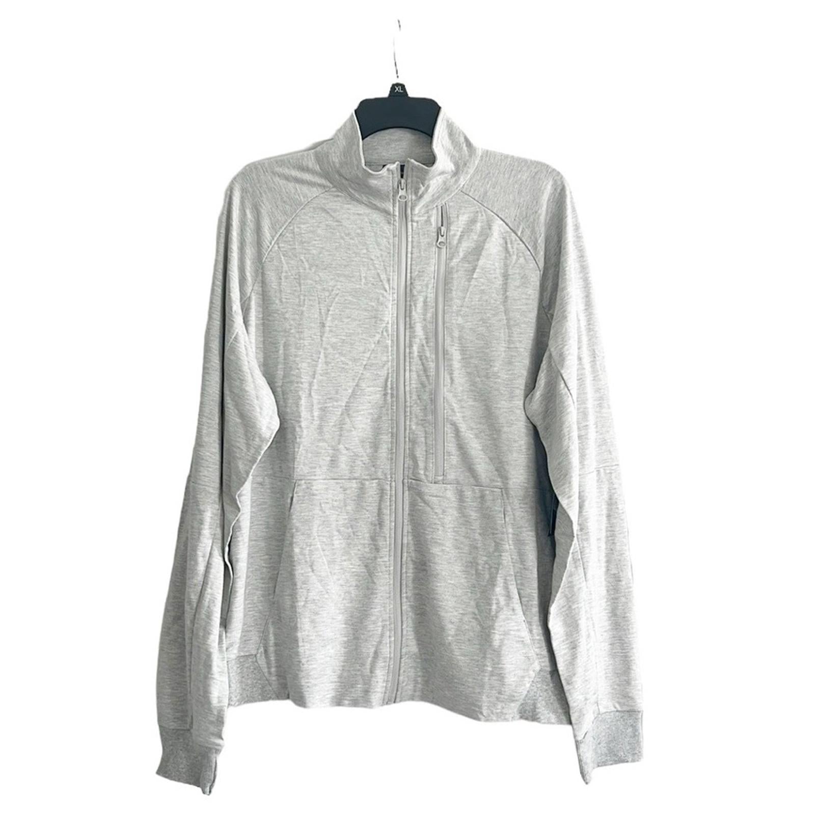 Blue Ice Moisture Wicking Performance Active Track Jacket in Grey, Size L NWT