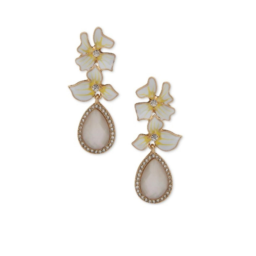 Lonna & Lilly Gold-Tone Crystal & Stone Flower Drop Earrings, New w/Tag