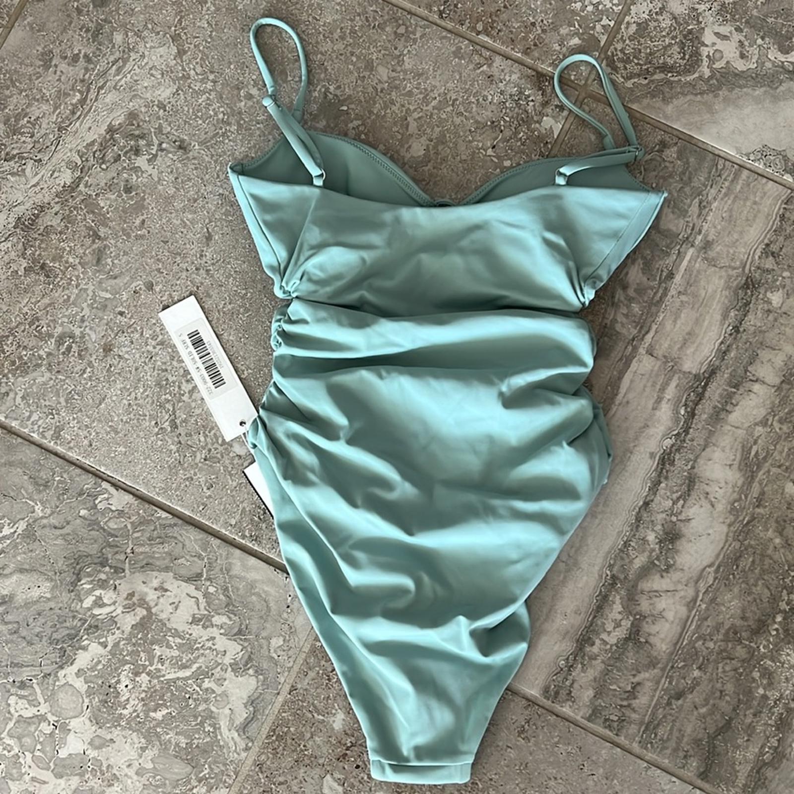 Jonathan Simkhai Laine Draped Satin Underwire One-Piece Swimsuit Size S NEW wTag