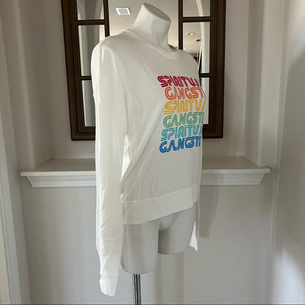 Spiritual Gangster Sweatshirt Knit Loungewear in White, Size XL NEW w/Tag