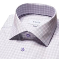 Eton Contemporary Fit Check Cotton Lyocell Shirt in Light Purple, Size 15.5, NEW