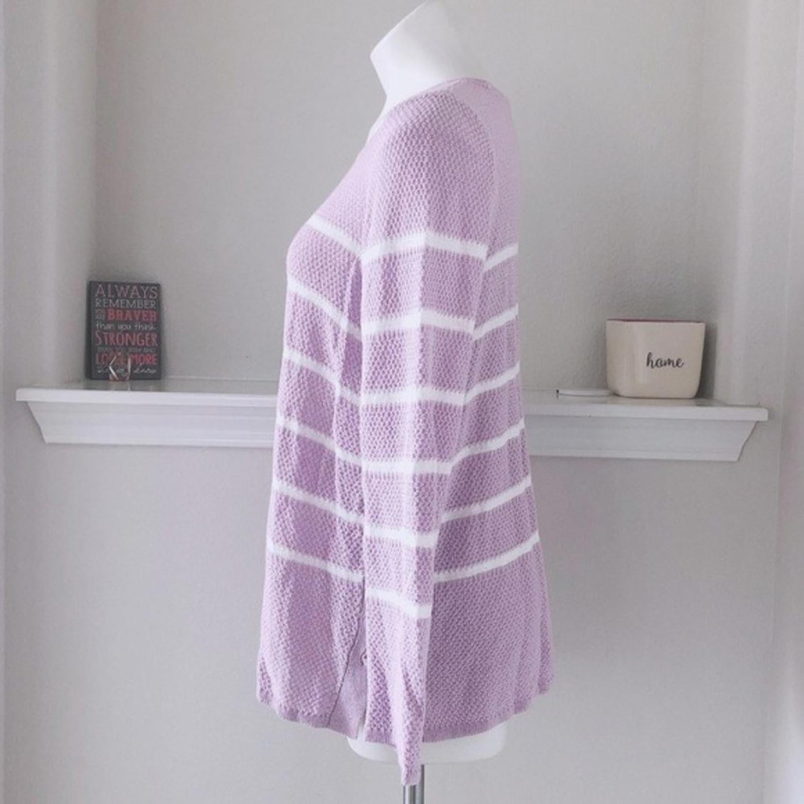 Design365 Striped Crew Neck Sweater in Violet Moon, Size L EXCELLENT!