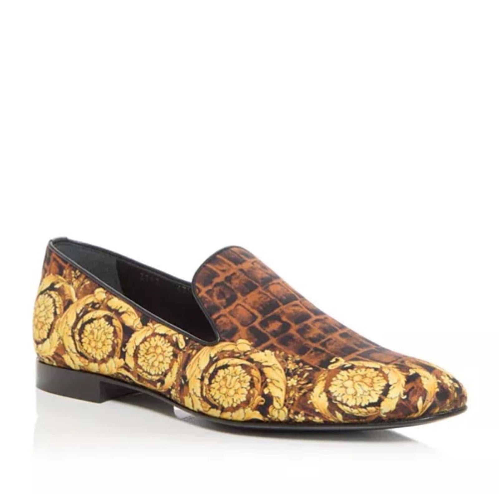 Versace Baroque Print Smoking Slippers Slip-On Shoes, Size EU 43 New +DustBag