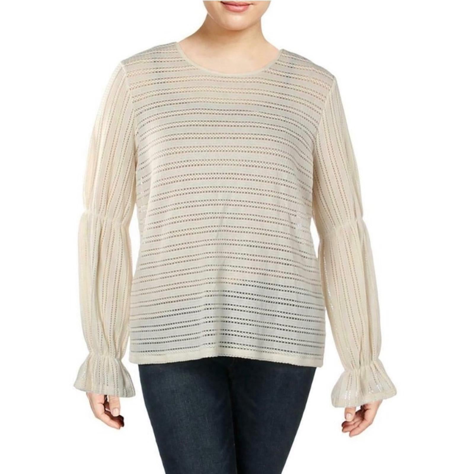 MK Long Sleeve Blouse in Bone/Cream, Size XL New w/Tag