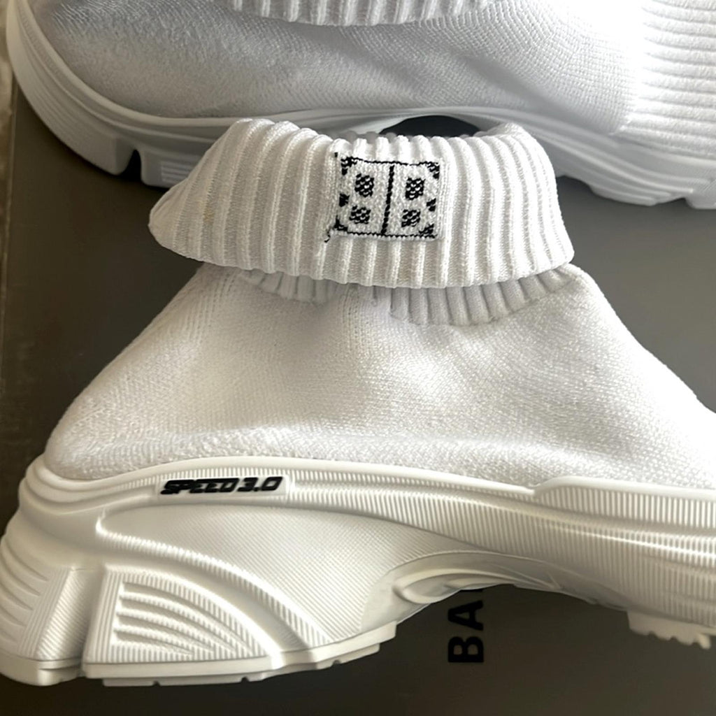 Balenciaga Speed 3.0 Knit High Top Sock Sneakers in White, Size 40 NEW in Box
